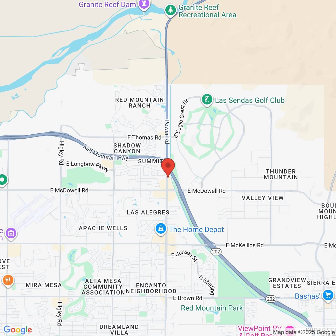 Google map image of our location in 2947 N Power Rd Mesa, AZ